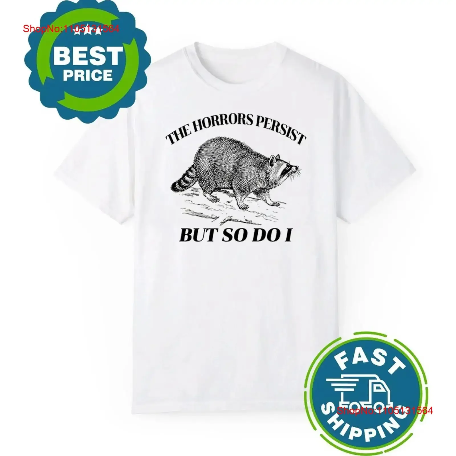 T-shirt drôle raton laveur les horreurs persistes mais donc faire I, streetwear délavé vintage, mode polyvalente et étiré, D9960