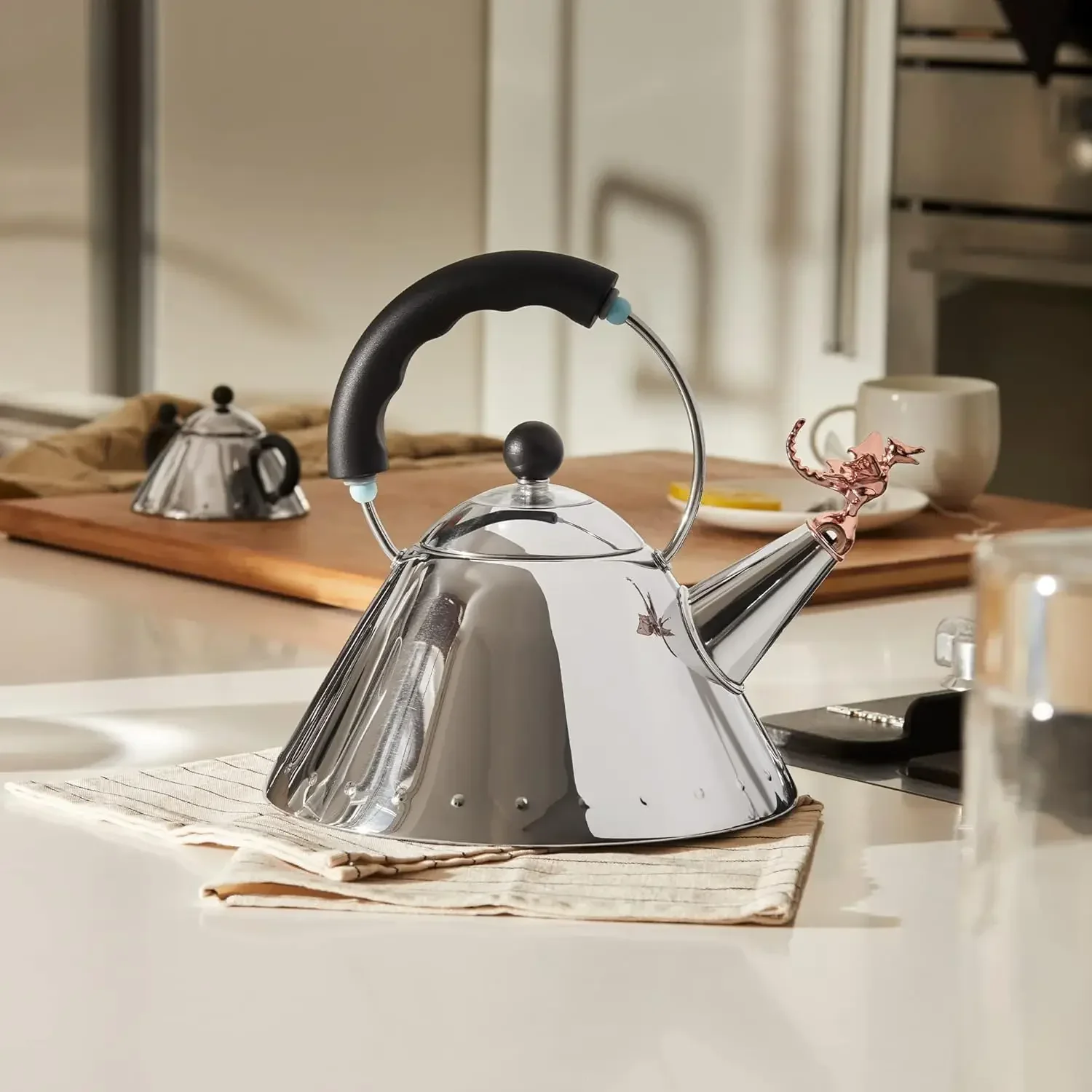 Alessi | Tea Rex - Design Kettle with Handle and Dragon-Shaped Whistle, Stainless Steel, Black