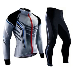 Long Sleeve Cycling Jersey Road Bike Pants and Shirt Men Black Grey Maillot Ciclismo Bicycle Clothing