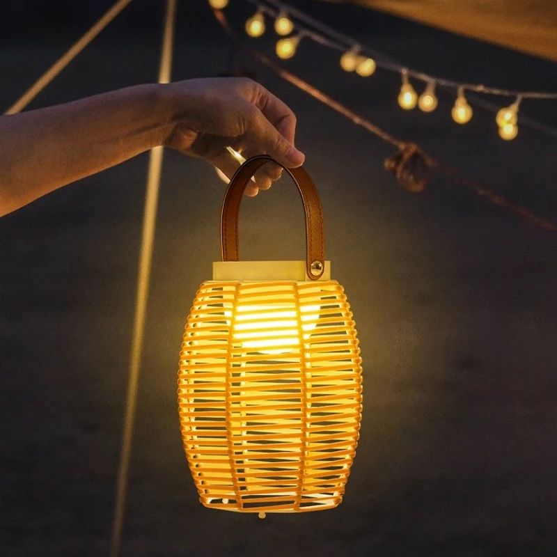 Imagem -02 - Led Rattan Floor Lights para Decoração de Casa Decoração do Pátio Lâmpada de Acampamento Portátil Controle Remoto Solar Escurecimento Candeeiros de Mesa ao ar Livre