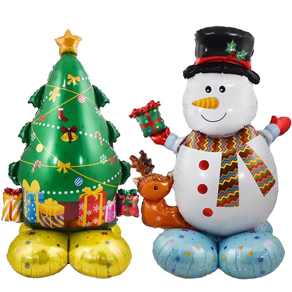 Large Christmas Snowman Foil Balloon Standing Christmas Tree Balloon Santa Claus Gift Box Balloon Christmas Party Decors Balloon