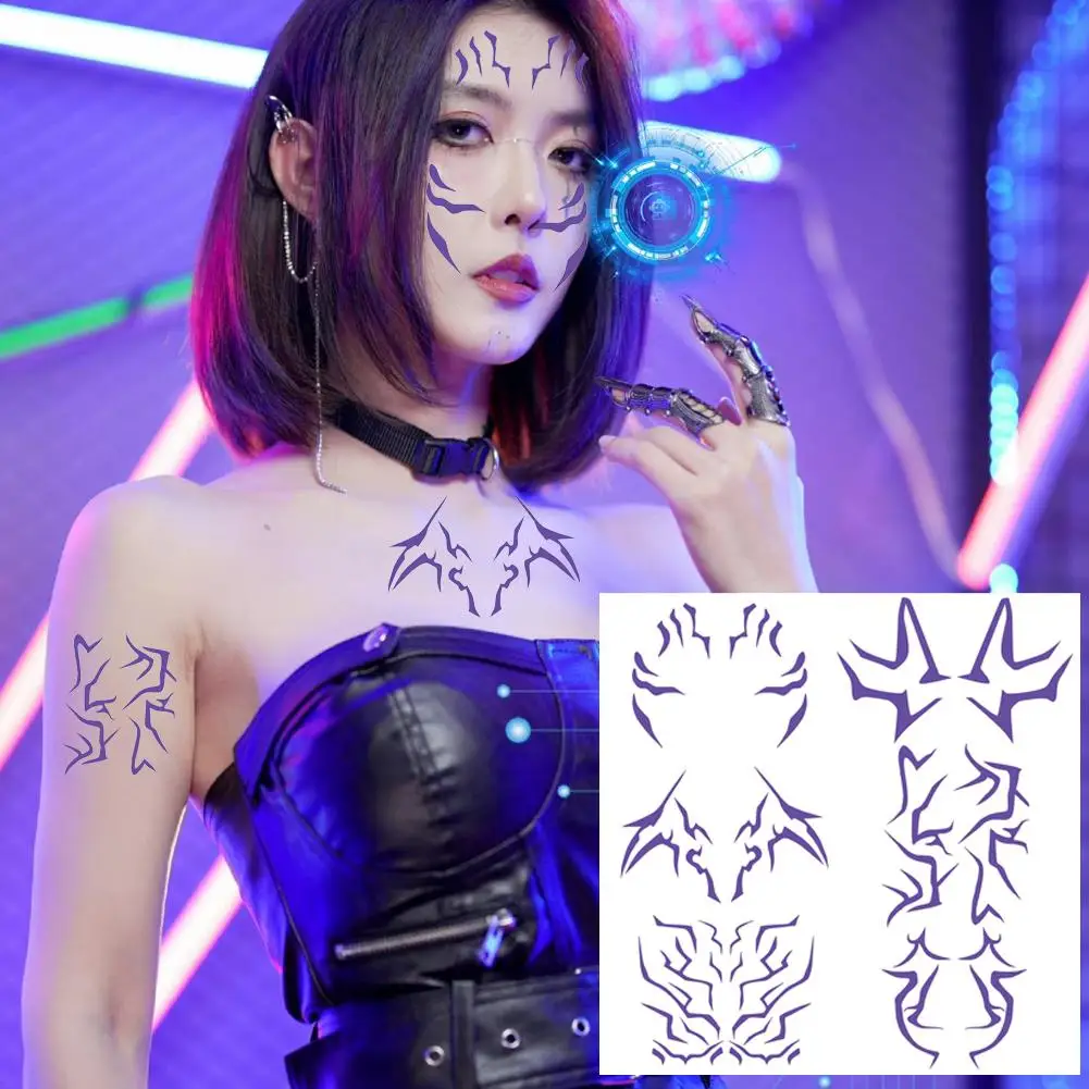

Fantasy Tribal Pattern Temporary Tattoos Set Waterproof Removable Body Art Stickers For Party Cosplay Halloween Makeup