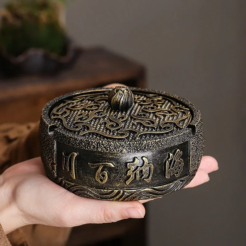 1pc Creative Personalized Multifunctional Ashtray Retro Chinese Style Home Style Trendy Living Room