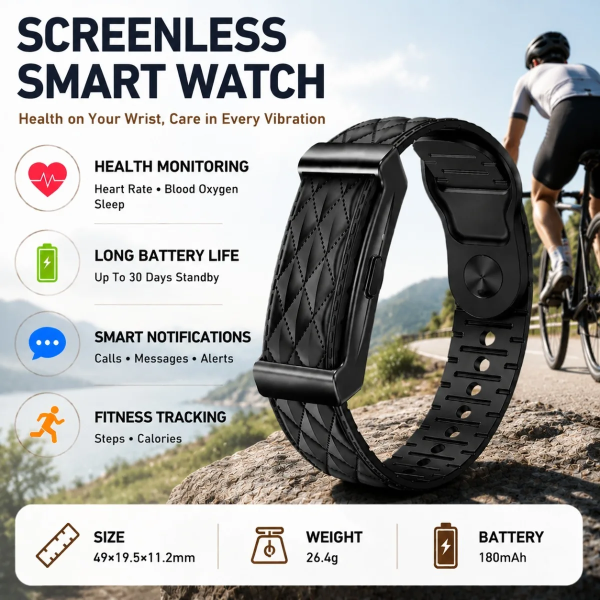 2026 New Smart Watch Long Battery Life Fitness Track Screenless Smart Wristband Wearable Sport Bracelet Waterproof Smartwatch