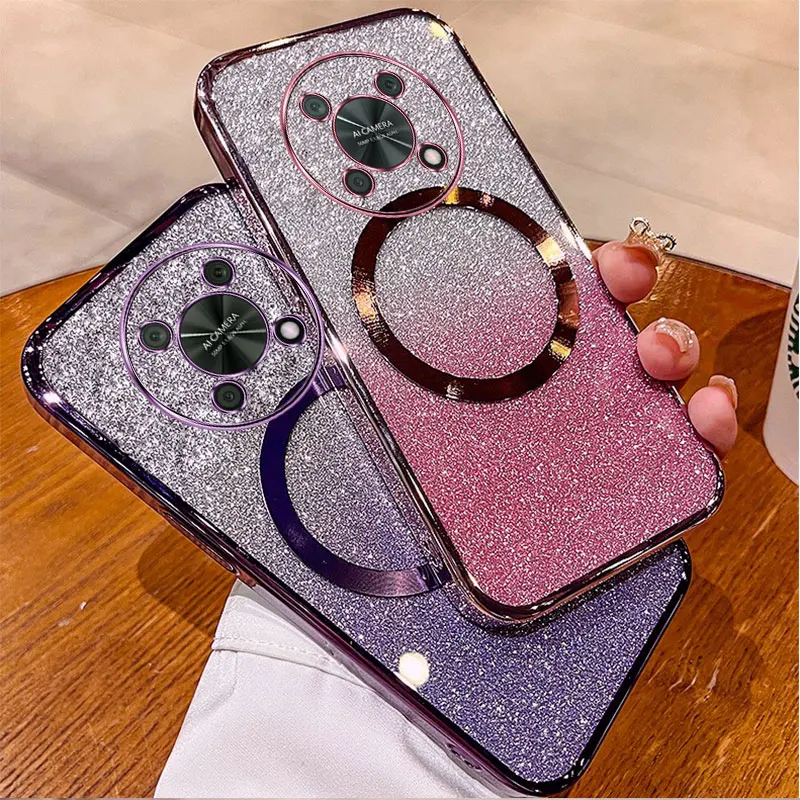 

For Huawei nova y91 nova 12i Case Electroplated transparent phone case with flash paper lens fully covered and anti drop