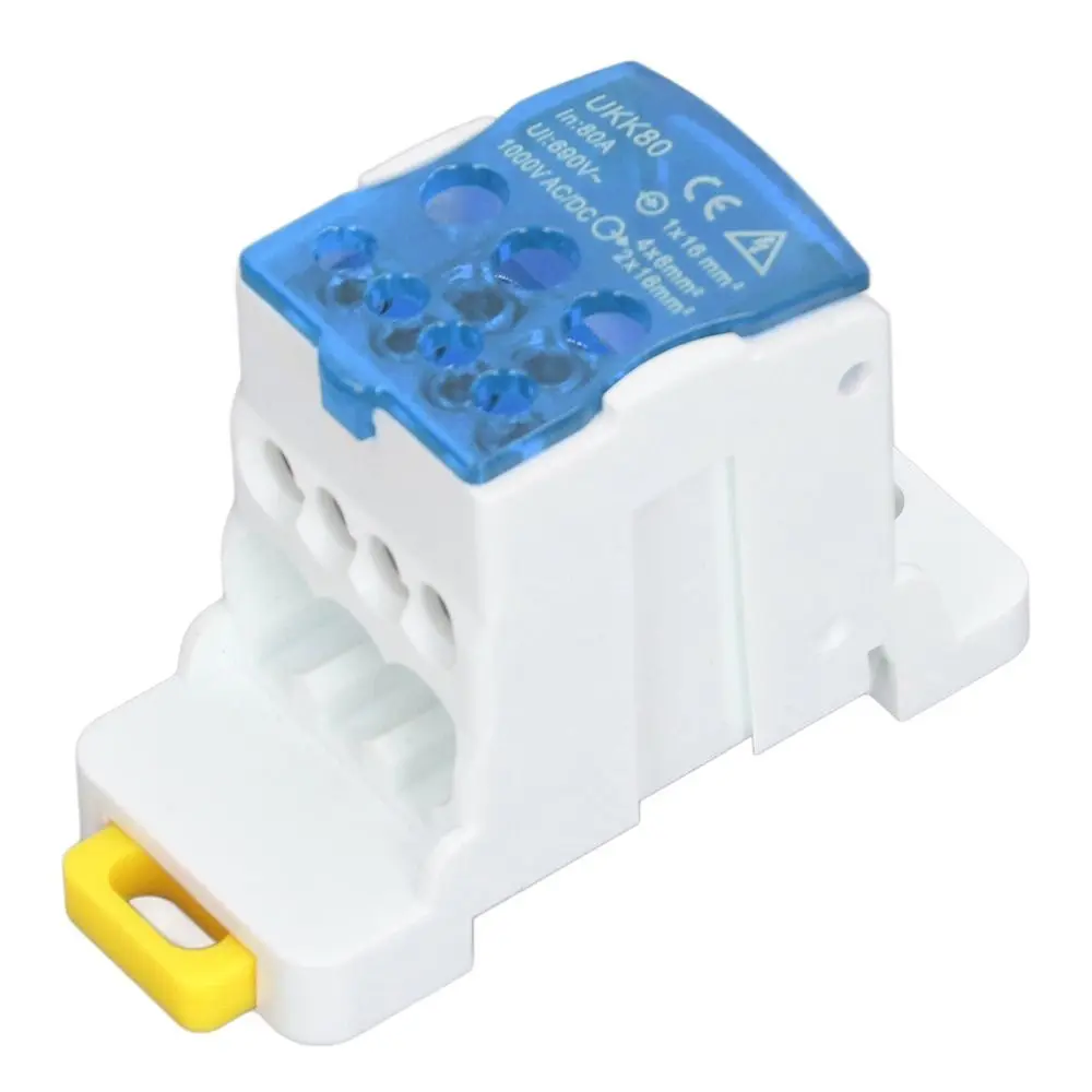 الملونة 690 فولت DIN السكك الحديدية صندوق التوزيع 80A أزرق أخضر أصفر محطة صندوق وصلات قواطع صندوق الأجهزة المنزلية