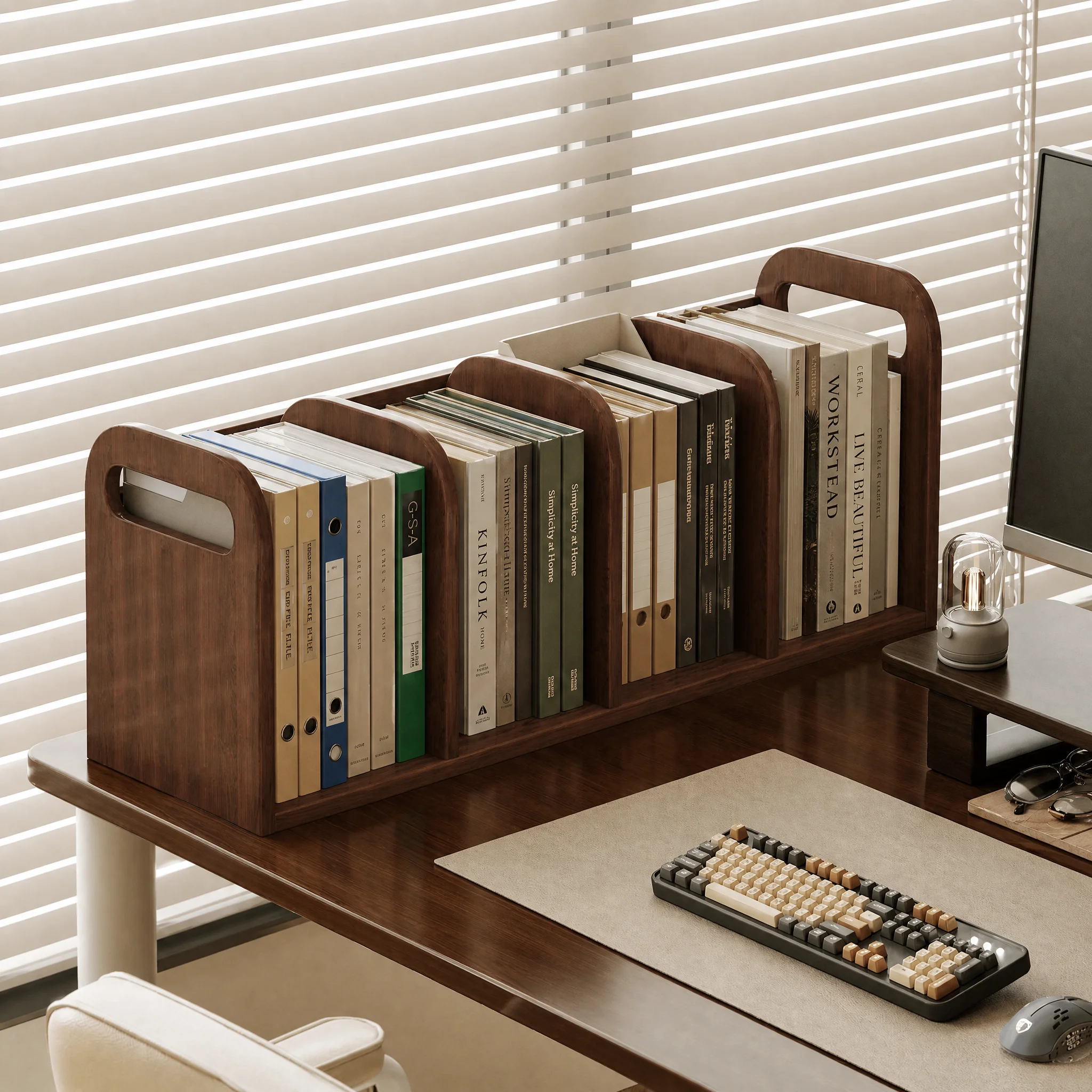 Desktop shelf Desktop solid wood bookshelf Bookcase baffle office bedside household integrated wall vertical multi-layer