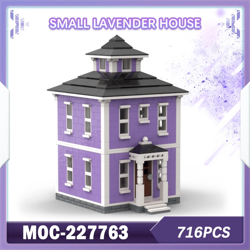 716PCS MOC-227763 Urban Town Architecture Small Lavender House Building Block Model Brick Set Creative Exquisite KIDS DIY  Gifts