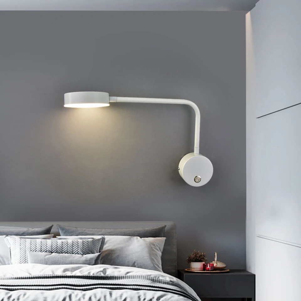 Modern Wall Lights Bedside For Bedroom Arm Swivel  LED Wall Lamp Living Room Home Lighting With Switch Wall Sconce