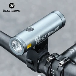 WEST BIKING Bicycle LED Front Lights USB Rechargeable Mini Portable Aluminium Alloy Flashlight 360° Rotatable Lights Holder