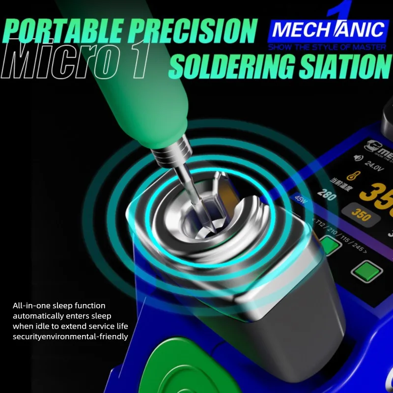 Mini Soldering Iron Kit with Auto Hibernation & Cable Management Include Adjustable Stand & Tip Holder for Phone/Computer Repair