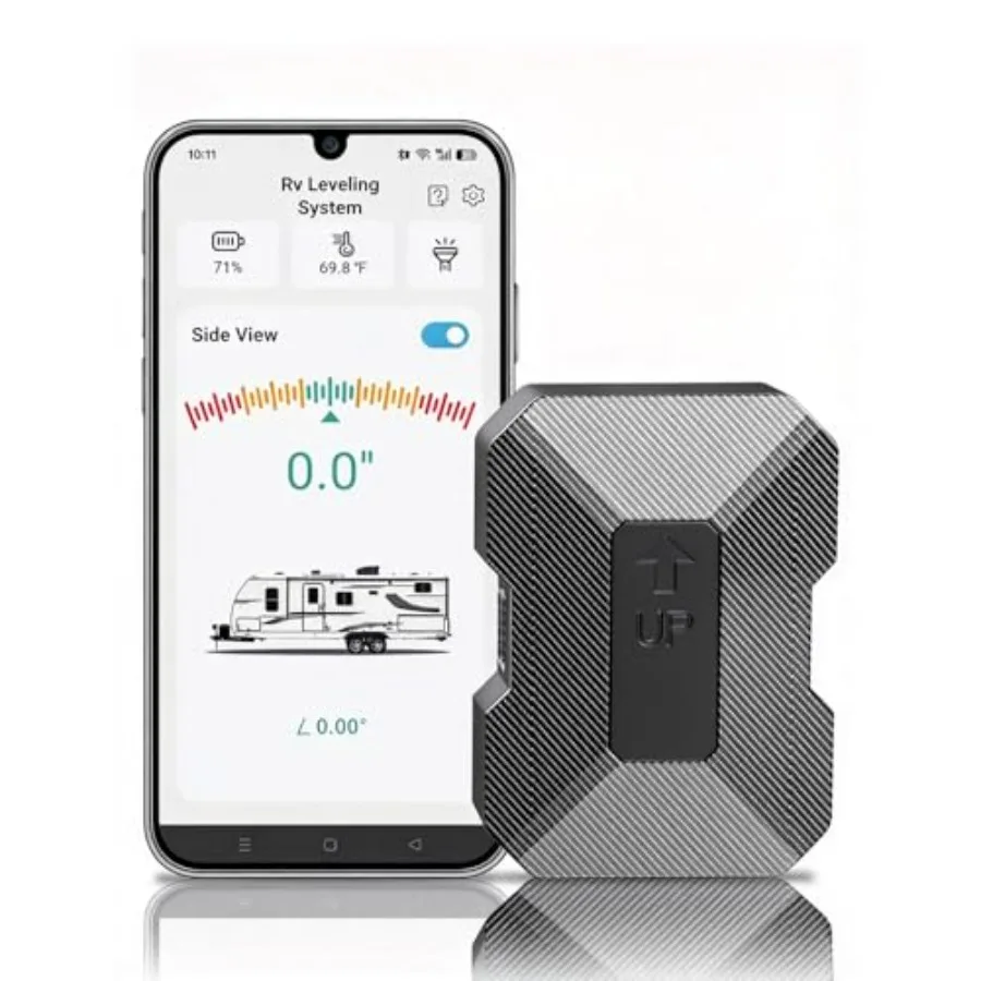 

Wireless RV Leveling System with User-Friendly Phone App for Real-Time Precise Leveling Measurements Includes AA Batteries 3.7