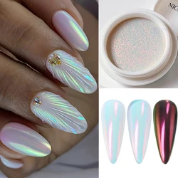 1 Box Auroras Pearl Nail Powder Moonlight Metal Effect Nail Art Glitter White Rubbing Dust On Nail Art Decoration Manicur