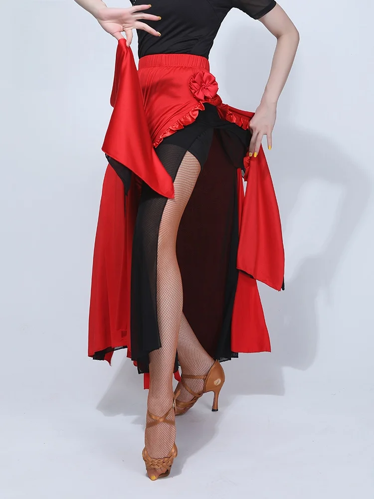 تنورة الرقص اللاتينية الثنائية الممارسة المهنية أورم الرقص f تنورة الكبار المرأة خريف جديد أداء الرقص مصارعة الثيران C...