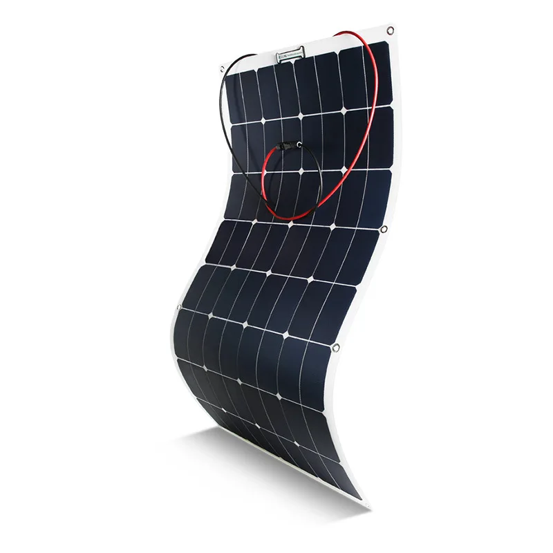 100W Laminated PET Sunpower Brand New Semi Flexible Roof Solar Panel High-efficiency Photovoltaic Panel Charging Panel