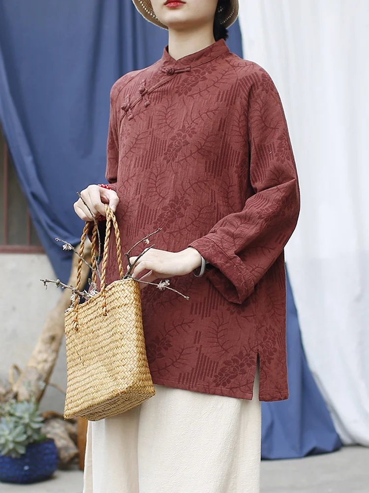 Original New Chinese Style Cotton Linen Women's Shirt with Button Design Zen Style Top And Bottom Set Traditional Fashion