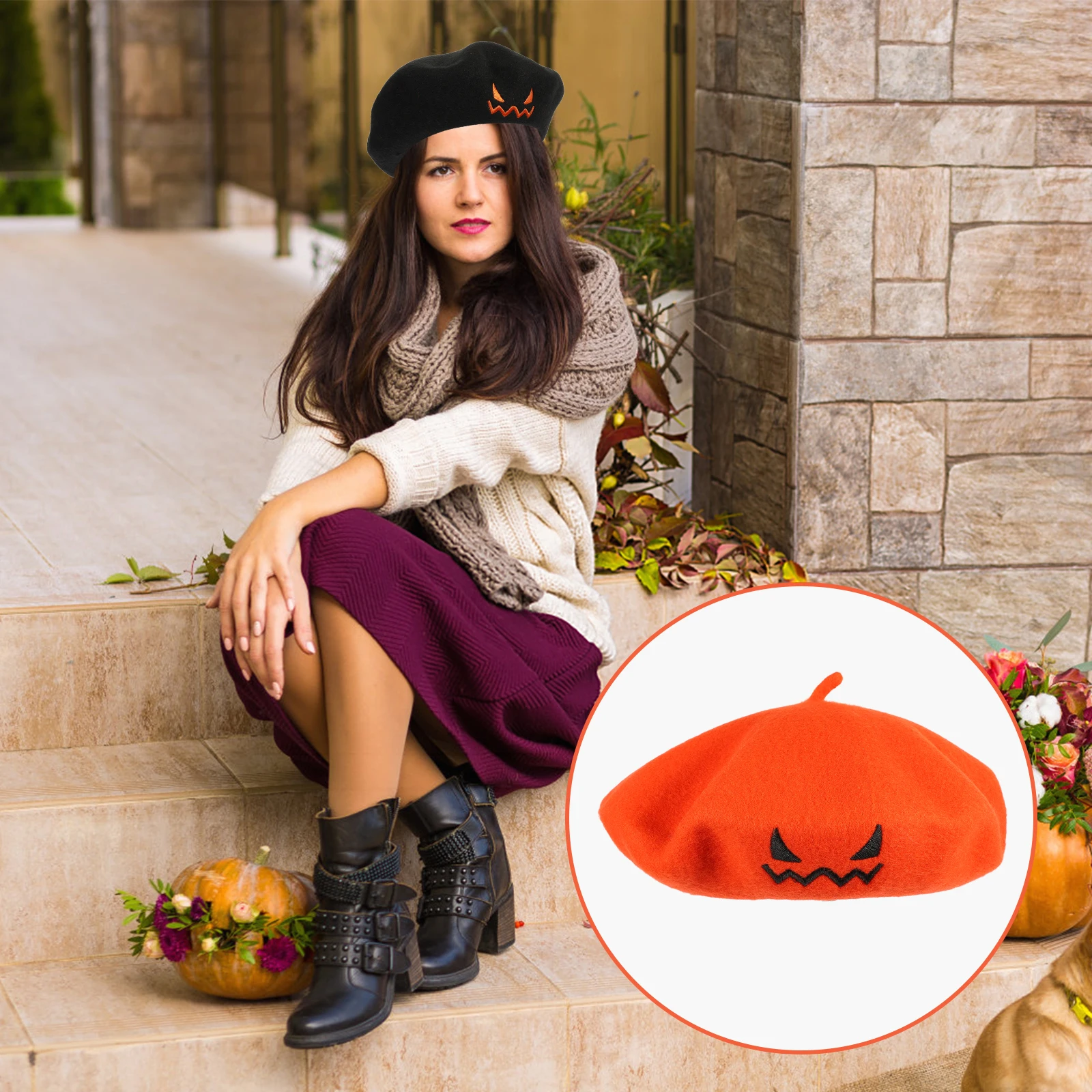 

Halloween Party Beret Premium Costume Accessory Bright Fade Resistant Color Creative Design Durable High Grade Material Perfect