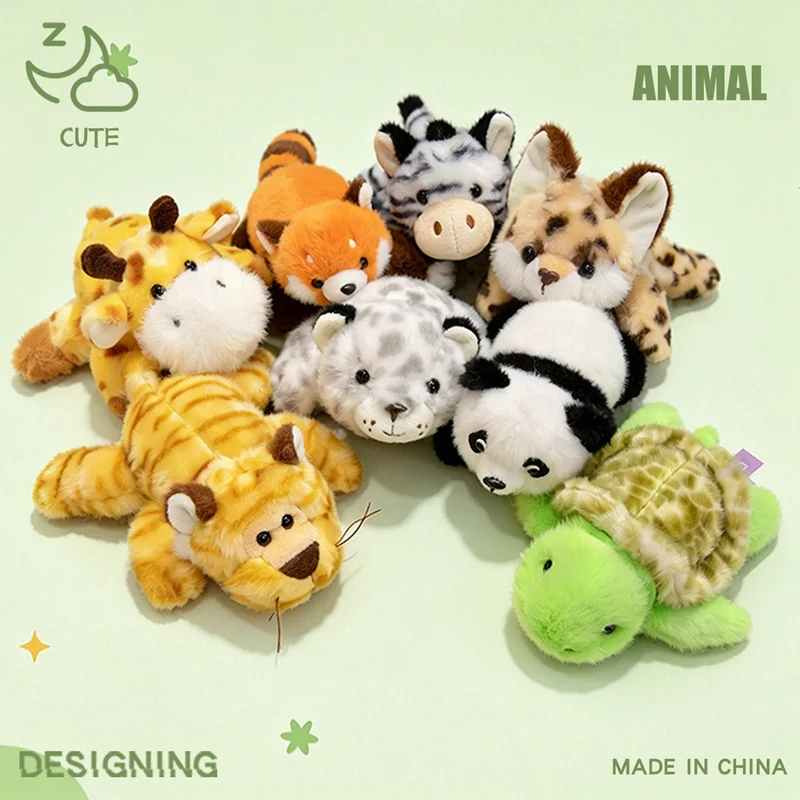 15cm Kawaii Fluffly Lazy Little Panda Plush Toy Cartoon Soft Stuffed Animals Leopard Cute Raccoon Magnetic sticker Home Decor