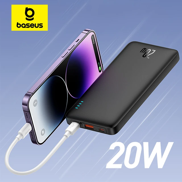 Baseus Airpow 20W Power Bank 20000mAh Szybka Ładowarka Powerbank do iPhone 17/16/15/14/13/12 Xiaomi bateria zewnętrzna
