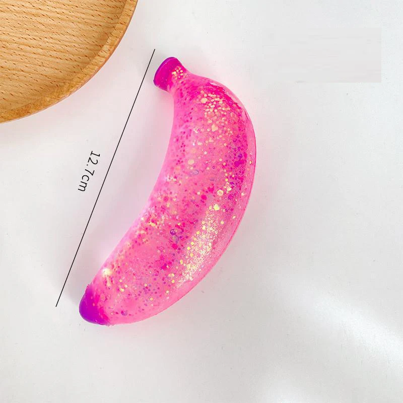 Kids Anti-stress Soft TPR Slow Rebound Sequins Maltose Pinch Toy Stress Relief Elastic Squeezing Colored Banana Decompression