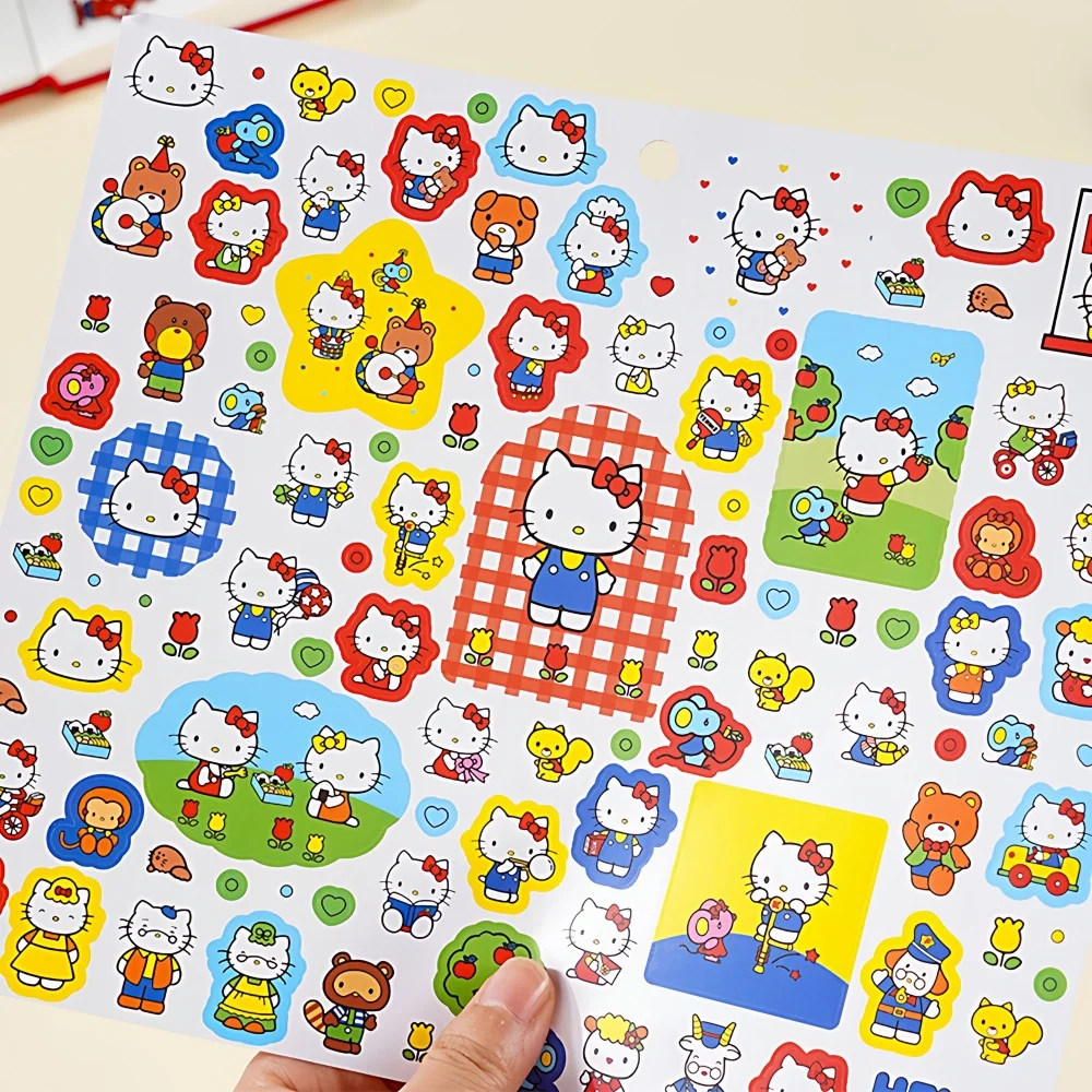 Genuíno sanrio olá kitty adesivos kawaii dos desenhos animados portátil telefone livro stiker decoração graffiti decalques pacote meninas brinquedos presentes
