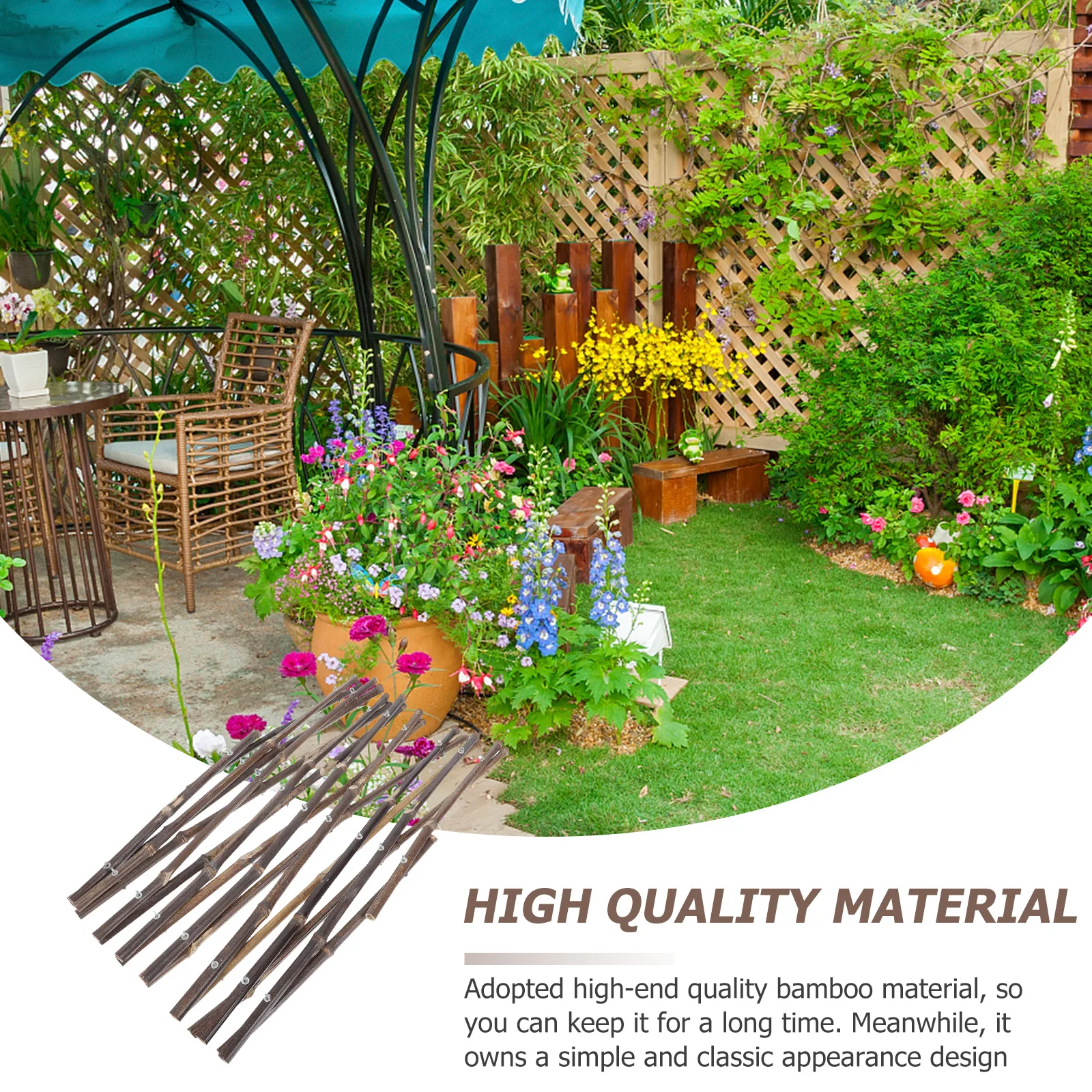 

Bamboo Decor Grass Garden Balcony Courtyard Fence Durable Outdoor Stretchable Garden Supply Yard Edging Border Plants