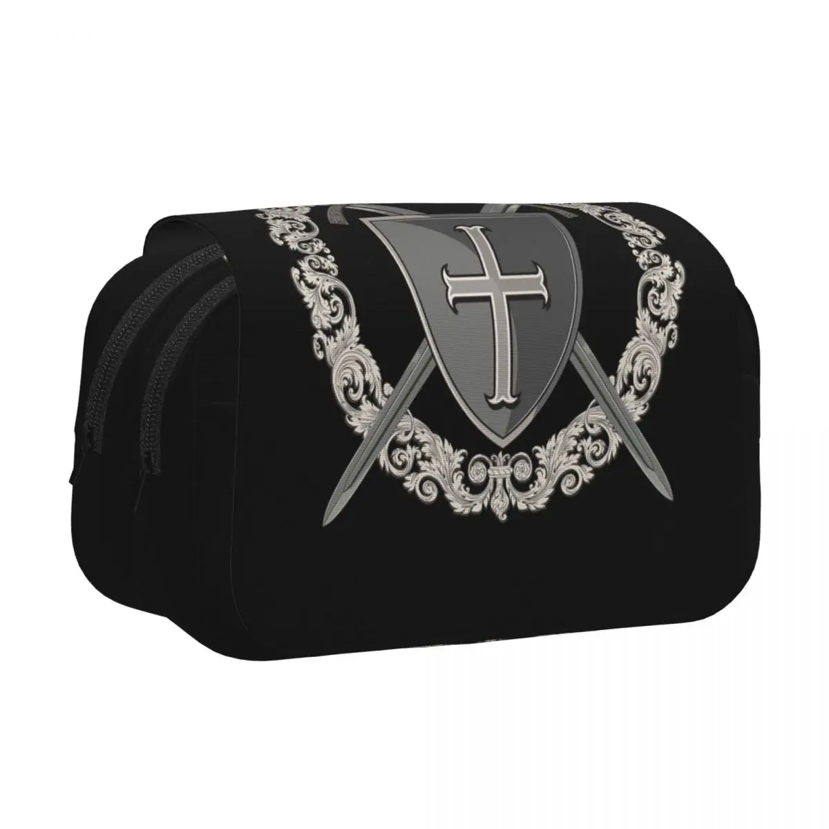 Symbol Medieval Sword Emblem Secret Order Pencil Case Pen Holder Hard Shell Leather Large Storage Pen Box Pencil
