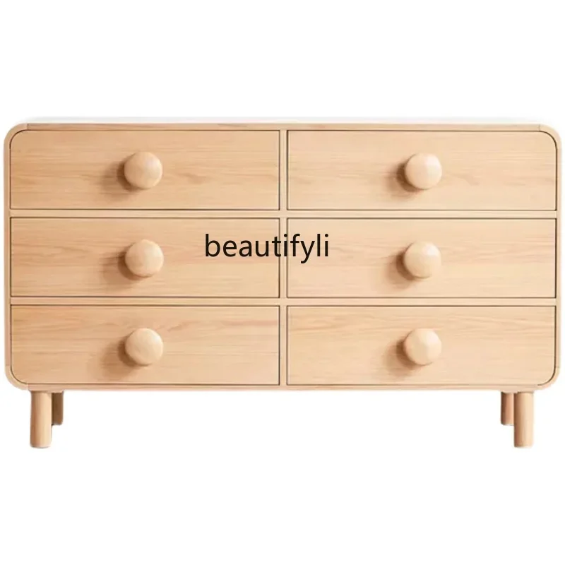 

S Customized Nordic Log Style Sideboard Cabinet Modern Hallway French Storage Chest of Drawers Japanese Style Storage Tailstock