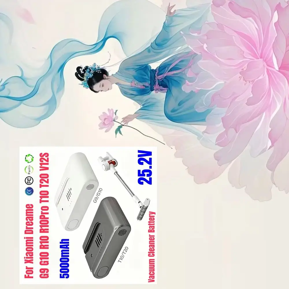 25.2V 🐍 5000mAh for Xiaomi Dreame G9 G10 R10 R10Pro T10 T20 V12S Cordless Vacuum Cleaner Replacement Li-ion Battery