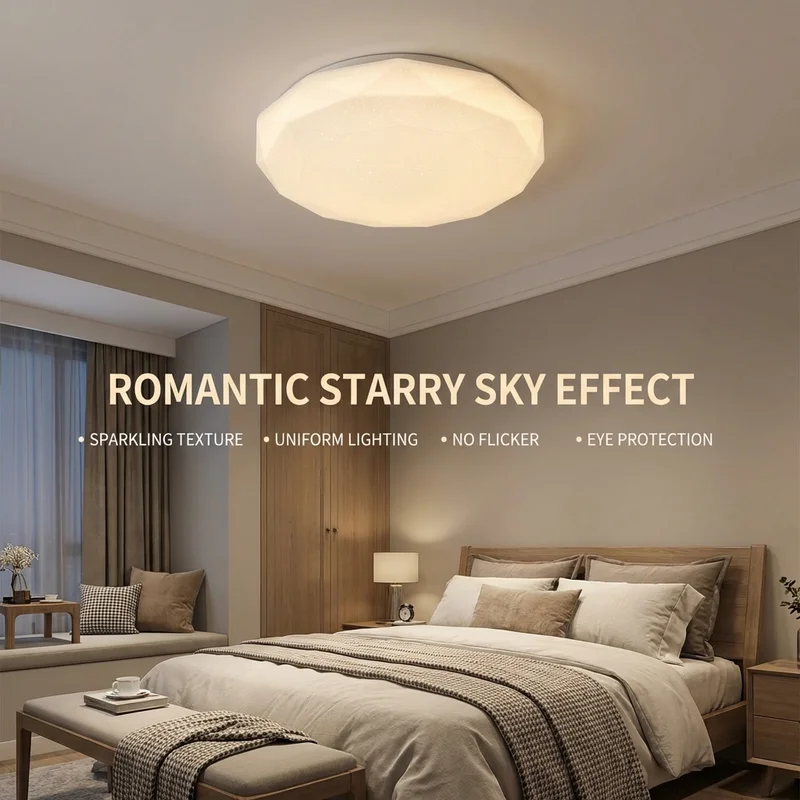 Ceiling light, 24W modern LED fixed light fixture, octagonal diamond shape, LED modern decorative light, three color temperature