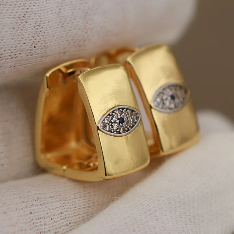 جديد البصر تصميم كريستال عيون وأقراط للنساء أزياء العلامة التجارية مجوهرات زركونيا الأقراط الحساسة #1