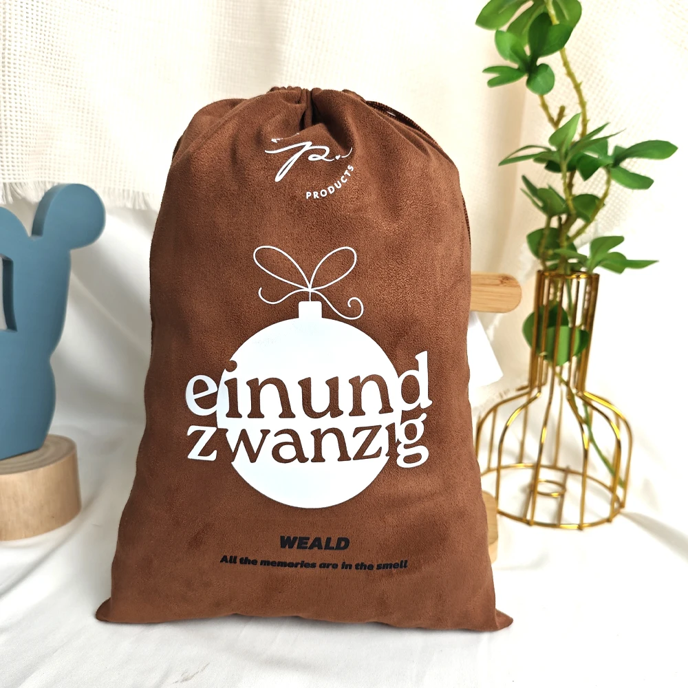 

Wholesale Luxury Flannel Jewelry Drawstring Pouch 25x30cm Custom Logo Velvet Gift Big Dust Packaging Bags For Perfume Cosmetic