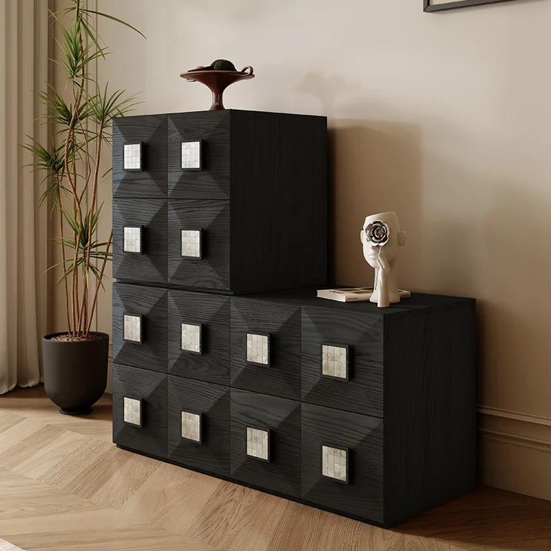 Medieval Module Combination Cabinet Living Room Multifunctional Locker Sofa Side Cabinet French Retro Bedside Table TV Cabinet
