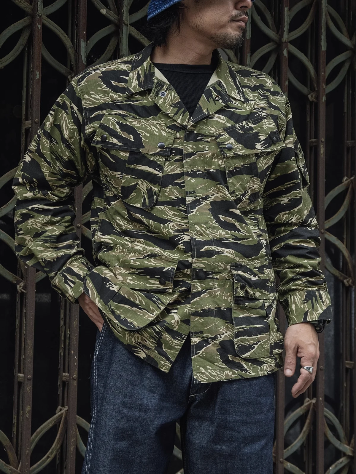 Non Stock JWD Pattern Tiger Stripe Camo Jacket Vietnam War Ripstop Tropical Combat Uniform