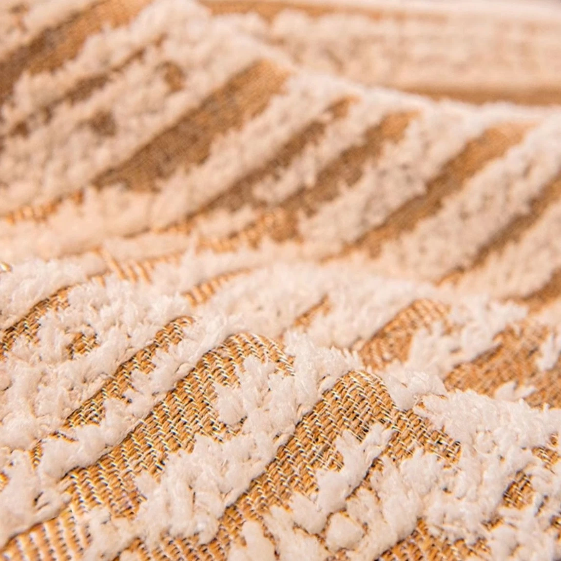 رقيق خطوط الجاكار الشنيل منحني هيم غطاء أريكة عدم الانزلاق ، لغرفة المعيشة جميع المواسم الأريكة غطاء مقعد أريكة منشفة ديكور #3