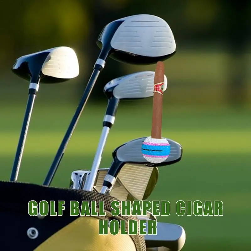 Golf Ball Appearance Cigar Holder With Magnet Cigar Clip For Golfer Can Be Adsorbed On The Cart Or Railing