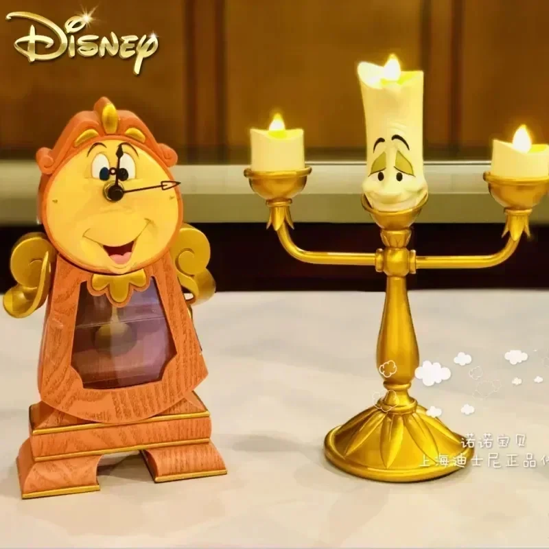 Disney Hot Toy Beauty And The Beast Action Figures Cogsworth Mr Clock Lumiere Candle Lamp Statue Figure Home Decoration