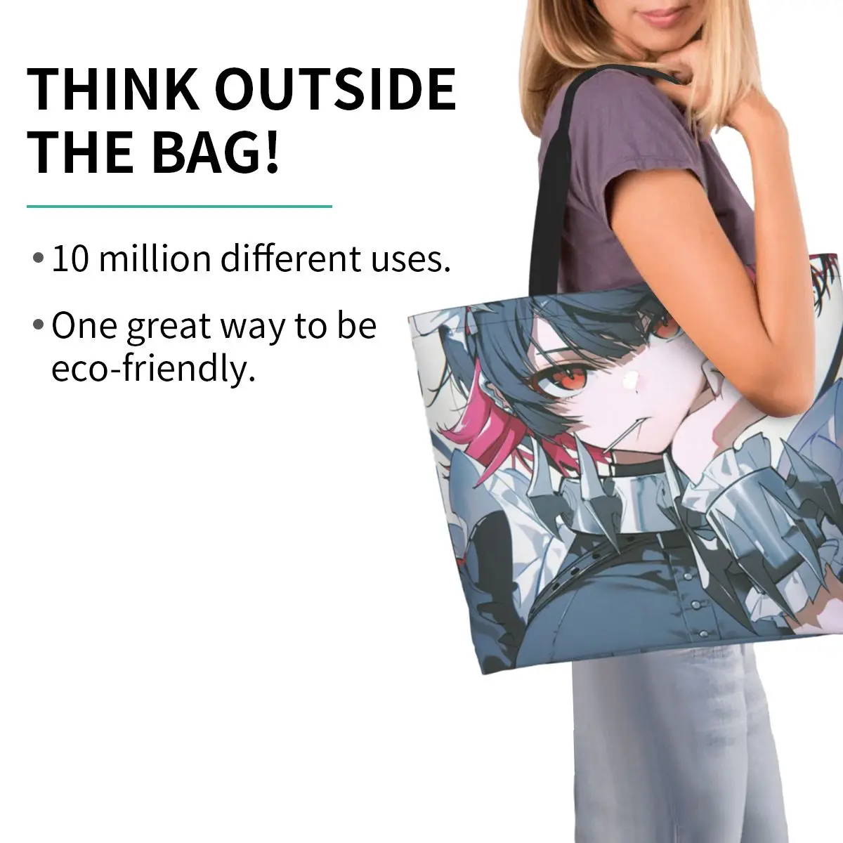 Game Zenless Zone Zero Ellen Joe Shopping Tote Bag Canvas Large Capacity Shoulder Bags Shopper Grocery Handbag for Women