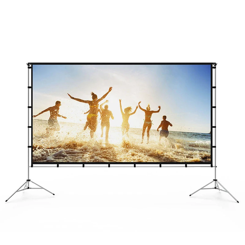 Easy to install 200cm tripod stand 4k outdoor screen 16/9 100 inch 120 inch portable projector projection screen with bag