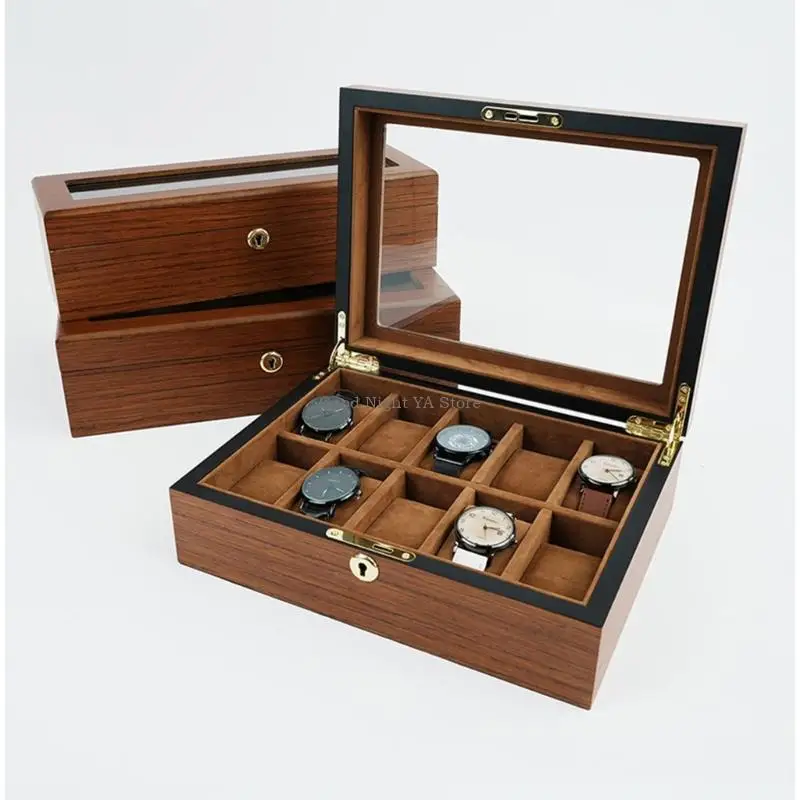 

Elegant Wooden Watch Box With Soft Lining And Visible Top Holds 6 10 Or 12 Timepieces Minimalist Watch Organizers