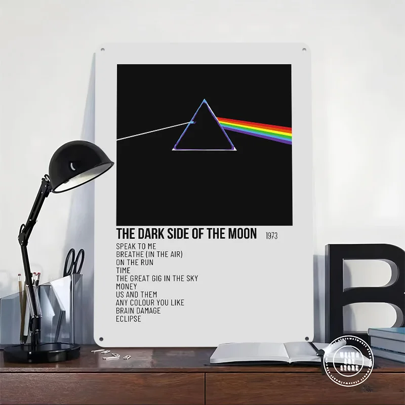 Pink Floyd - Dark Side of the Moon Personalized 3D Textured Metal Poster Wall Art Vintage Tin Signs for Home Decoration Luxury