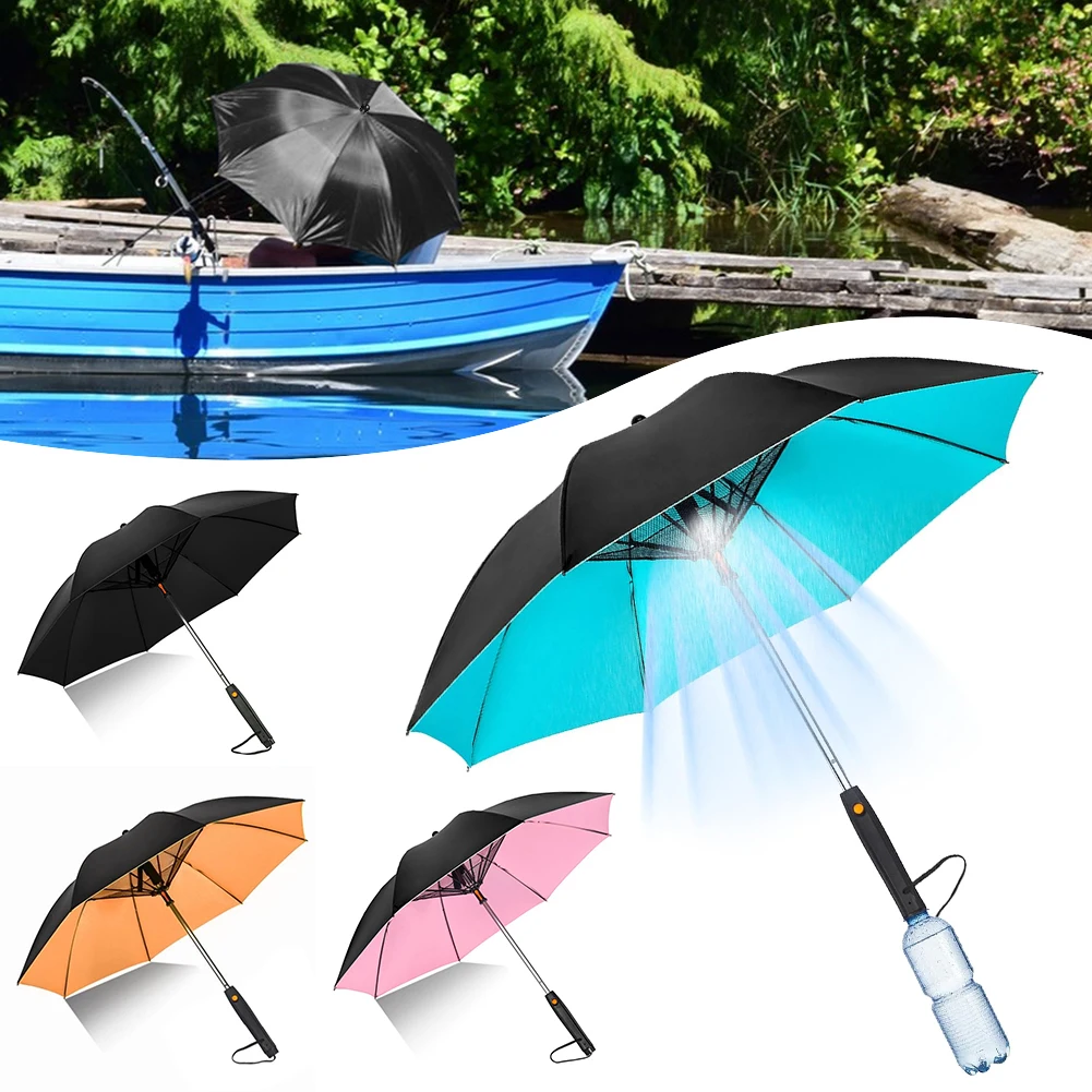 

UV Blocking Umbrellas with Fan Spray Battery Powered Mist Fan Umbrellas for Patios Sand Travel