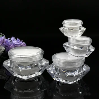 3G 5G 10G 15G cream container transparent diamond acrylic Lady pearl eye face small trial pack split gift sample cosmetic bottles