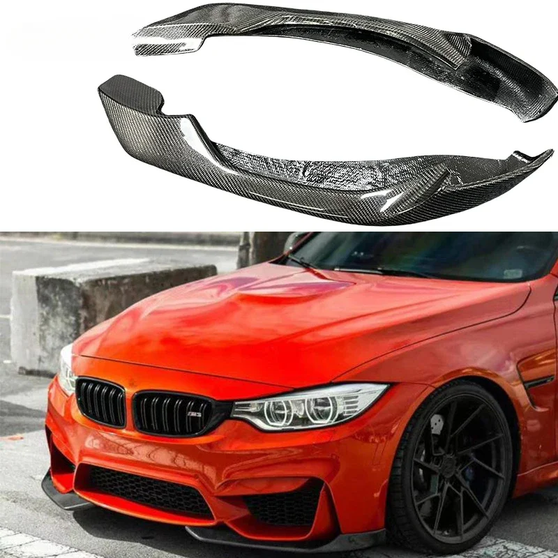 F80 F82 Real Carbon Fiber  AC Style Car Front Canards Lip Bumper Splitter Lip Spoiler Diffuser Protector For BMW M4 F82 M3