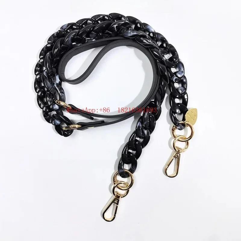 2026GOOD Crossbody Bag Chain, Fashionable Leopard Print Acrylic Chain Splicing PU Long Mobile Phone Chain