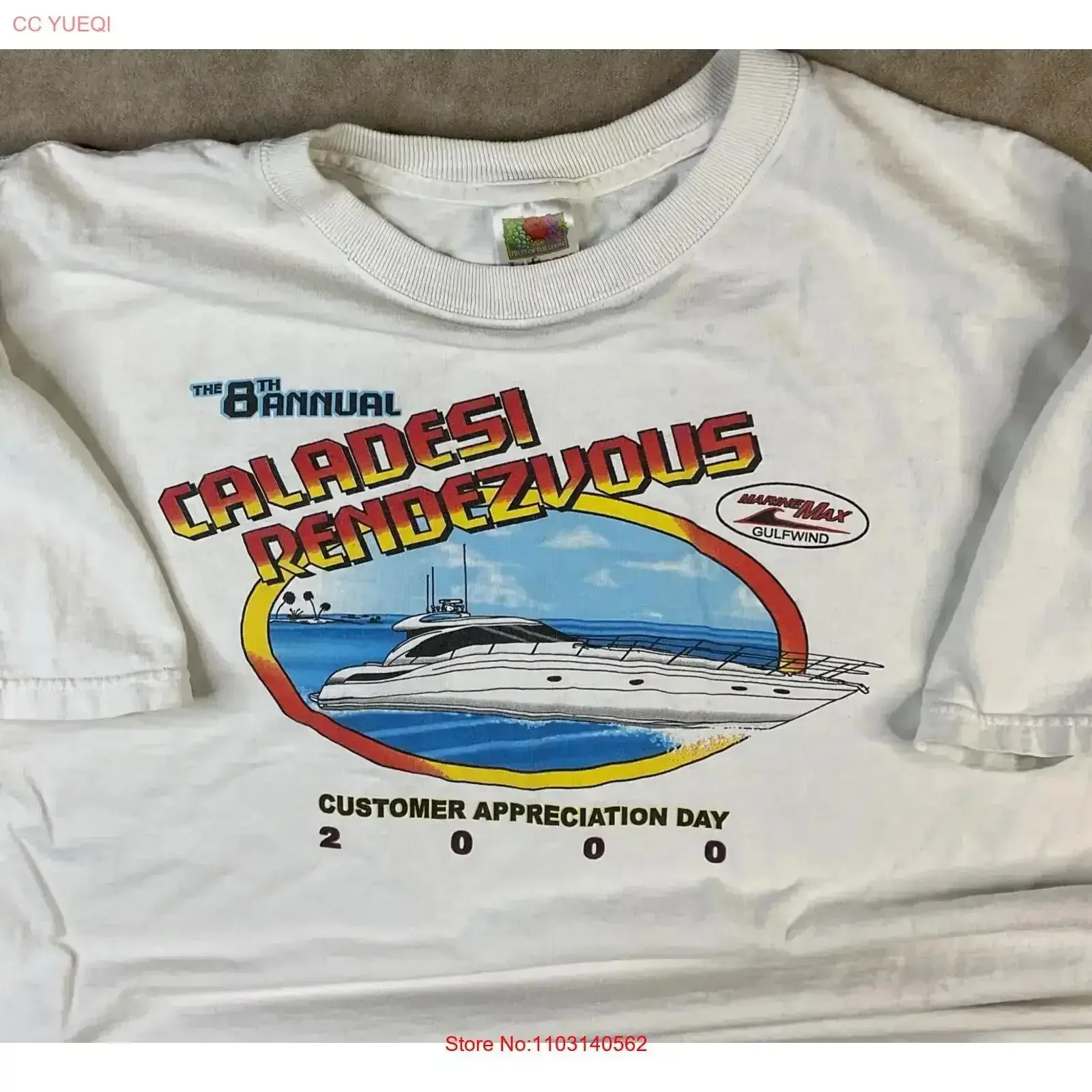 Vintage Caladesi Rendezvous T Shirt 2000 Y2K Boating Yacht 8th Anniversary 2XL Washed Slightly Breathable Soft vintage Washed