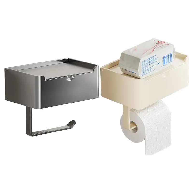 Toilet Paper Holder With Storage Wall Mount Toilet Tissue rack Toilet Paper Organizer Toilet Tissue Paper Holder With shelf