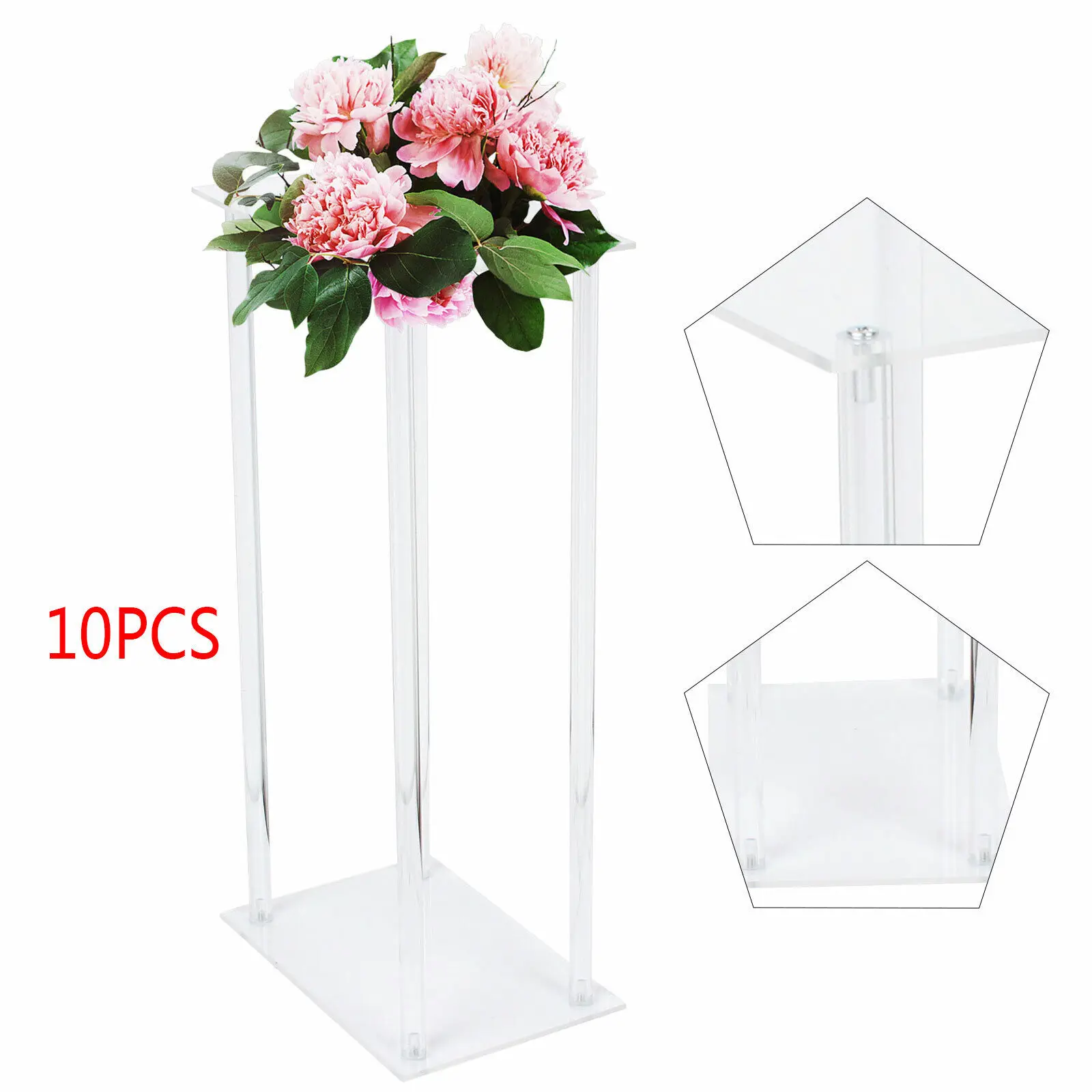 10-Piece Acrylic Wedding Decor Set – Crystal Flower Stands, Aisle & Stage Decorations