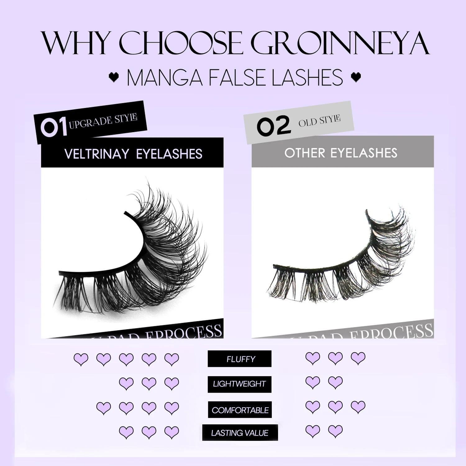 Veltrinay pestañas postizas volumen 3D pestañas postizas de visón pestañas finas pestañas de visón naturales tiras de pestañas esponjosas pestañas postizas