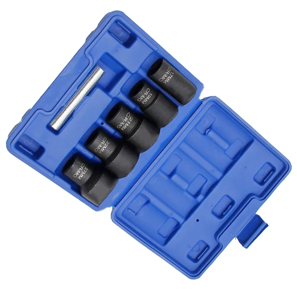 6pcs/box Nut Remover Removal Broken Nut Bolt Extractor Sleeve Tool Broken Extractor 1/2”Nut Screw Removal Socket Wrench Tools